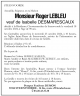 Faire-part de décès de LEBLEU Roger Jean Baptiste Desire