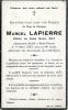 Carte du souvenir de Marcel Louis Joseph LAPIERRE