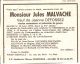 Faire part de décès de Jules MALVACHE-DEFOSSEZ Faire part de décès de Jules MALVACHE-DEFOSSEZ