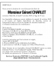 Faire-part de décès de Gérard CHARLET  Faire-part de décès de Gérard CHARLET