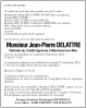 Faire-part de décès de Jean-Pierre DELATTRE Faire-part de décès de Jean-Pierre DELATTRE
