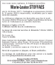 Faire part de décès de Marie-Louise STOFFAES