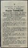 Carte du souvenir de Maria SEPIETER-DEBEER-TANKERE  Carte du souvenir de Maria SEPIETER-DEBEER-TANKERE
