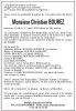Faire part de décès de Christian Régis André Corneille BOUREZ  Faire part de décès de Christian Régis André Corneille BOUREZ